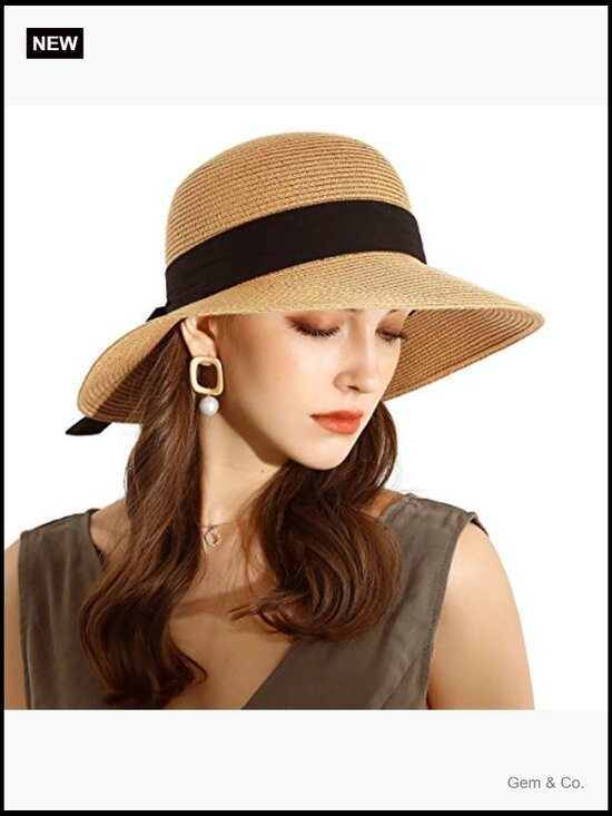 Wide Brim Foldable Straw Sun Hat UPF 50+ Travel Beach Hat main image 6